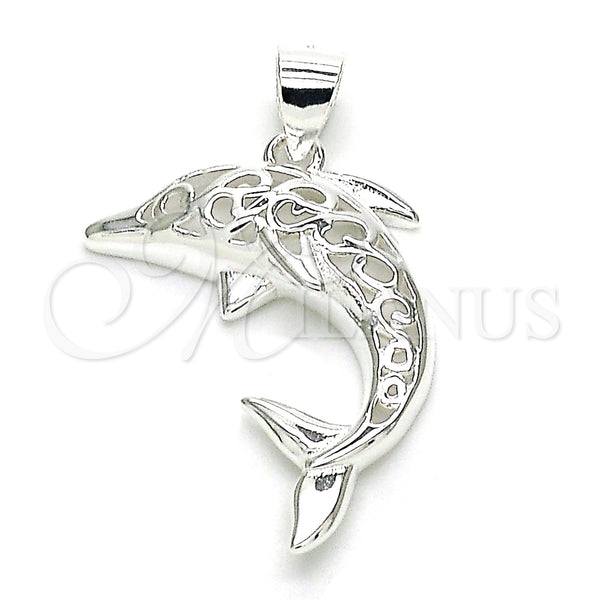 Sterling Silver Pendant — Fancy Pendant Dolphin Design Polished Raw 05. — main product view — SKU 149058 | Plata 925 dije — elegante Pendant Dolphin diseño pulido Raw 05. — SKU 149058