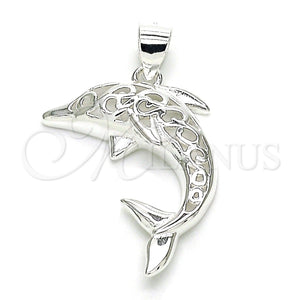 Sterling Silver Pendant — Fancy Pendant Dolphin Design Polished Raw 05. — main product view — SKU 149058 | Plata 925 dije — elegante Pendant Dolphin diseño pulido Raw 05. — SKU 149058