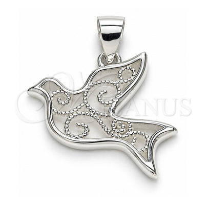 Sterling Silver Fancy Pendant, Bird Design, Polished, Raw, 05.398.0055