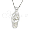 Sterling Silver Fancy Pendant, Shoes and Palm Tree Design, Polished, Raw, 05.398.0056