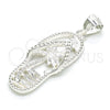 Sterling Silver Fancy Pendant, Shoes and Palm Tree Design, Polished, Raw, 05.398.0056