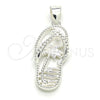 Sterling Silver Fancy Pendant, Shoes and Palm Tree Design, Polished, Raw, 05.398.0056