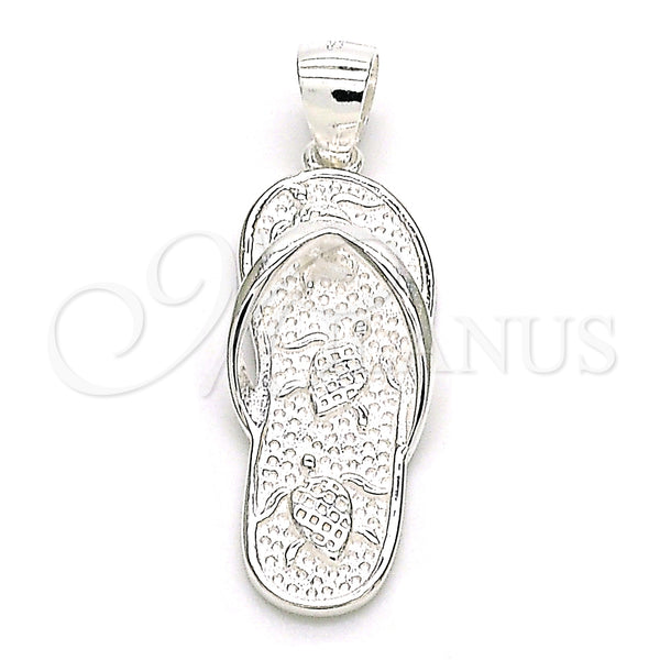 Sterling Silver Fancy Pendant, Shoes and Turtle Design, Polished, Raw, 05.398.0057
