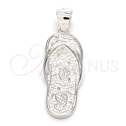 Sterling Silver Fancy Pendant, Shoes and Turtle Design, Polished, Raw, 05.398.0057