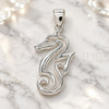 Sterling Silver Fancy Pendant, Seahorse Design, Polished, Raw, 05.398.0059