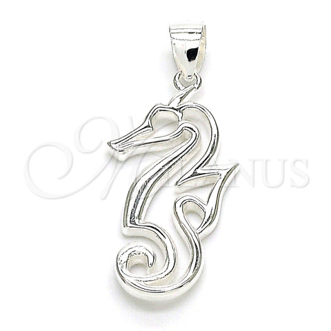 Sterling Silver Fancy Pendant, Seahorse Design, Polished, Raw, 05.398.0059