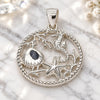 Sterling Silver Fancy Pendant, Seahorse and Shell Design, Polished, Raw, 05.398.0060