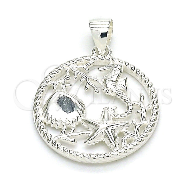 Sterling Silver Pendant — Fancy Pendant Seahorse and Shell Design Polished Raw — main product view — SKU 149065 | Plata 925 dije — elegante Pendant Seahorse and Shell diseño pulido Raw — SKU 149065