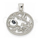 Sterling Silver Fancy Pendant, Seahorse and Shell Design, Polished, Raw, 05.398.0060
