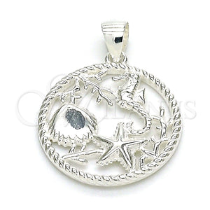 Sterling Silver Pendant — Fancy Pendant Seahorse and Shell Design Polished Raw — main product view — SKU 149065 | Plata 925 dije — elegante Pendant Seahorse and Shell diseño pulido Raw — SKU 149065