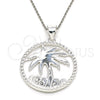 Sterling Silver Fancy Pendant, Palm Tree Design, Polished, Raw, 05.398.0062
