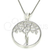 Sterling Silver Fancy Pendant, Tree Design, with White Micro Pave, Polished, Raw, 05.398.0063