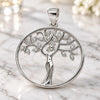 Sterling Silver Fancy Pendant, Tree Design, with White Micro Pave, Polished, Raw, 05.398.0063
