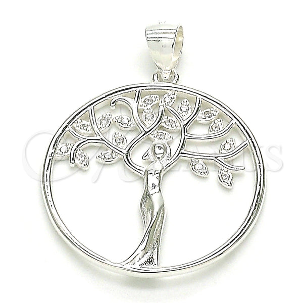 Sterling Silver Pendant — Fancy Pendant Tree Design with White Micro Pave — main product view — SKU 149068 | Plata 925 dije — elegante Pendant Tree diseño with blanco Micro Pave — SKU 149068