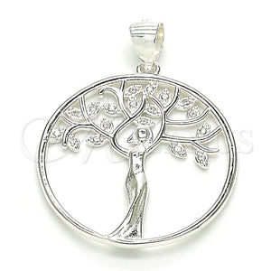 Sterling Silver Pendant — Fancy Pendant Tree Design with White Micro Pave — main product view — SKU 149068 | Plata 925 dije — elegante Pendant Tree diseño with blanco Micro Pave — SKU 149068