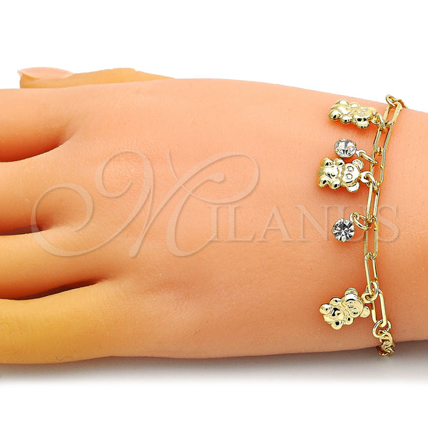 Gold Filled Bracelet — Charm Bracelet Teddy Bear and Paperclip Design with — alternate product view — SKU 149070 | Oro Laminado brazalete — Charm Bracelet Teddy Bear and Paperclip diseño with — SKU 149070