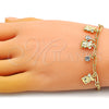 Oro Laminado Charm Bracelet, Gold Filled Style Teddy Bear and Paperclip Design, with White Crystal, Polished, Golden Finish, 03.63.2231.08 (03 MM Thickness, 8 Inches Length)