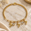Oro Laminado Charm Bracelet, Gold Filled Style Dolphin and Paperclip Design, with White Crystal, Polished, Golden Finish, 03.63.2236.08 (04 MM Thickness, 8 Inches Length)
