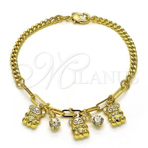 Gold Filled Bracelet — Charm Bracelet Teddy Bear and Paperclip Design with — main product view — SKU 149076 | Oro Laminado brazalete — Charm Bracelet Teddy Bear and Paperclip diseño with — SKU 149076