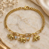 Oro Laminado Charm Bracelet, Gold Filled Style Elephant and Paperclip Design, with White Crystal, Polished, Golden Finish, 03.63.2238.08 (04 MM Thickness, 8 Inches Length)