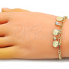 Oro Laminado Charm Bracelet, Gold Filled Style Anchor and Paperclip Design, with White Crystal, Polished, Golden Finish, 03.63.2239.07 (04 MM Thickness, 7 Inches Length)