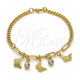 Oro Laminado Charm Bracelet, Gold Filled Style Butterfly and Paperclip Design, with White Crystal, Polished, Golden Finish, 03.63.2243.07 (04 MM Thickness, 7 Inches Length)