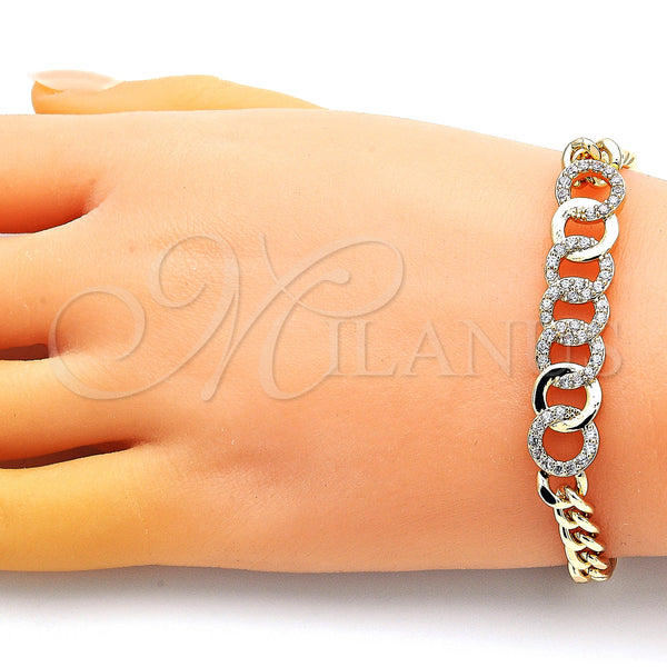 Gold Filled Bracelet — Fancy Bracelet with White Micro Pave Polished 03. — alternate product view — SKU 149100 | Oro Laminado brazalete — elegante Bracelet with blanco Micro Pave pulido 03. — SKU 149100