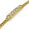 Oro Laminado Fancy Bracelet, Gold Filled Style with White Micro Pave, Polished, Golden Finish, 03.283.0234.08 (06 MM Thickness, 8 Inches Length)