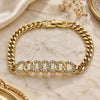 Oro Laminado Fancy Bracelet, Gold Filled Style with White Micro Pave, Polished, Golden Finish, 03.283.0234.08 (06 MM Thickness, 8 Inches Length)