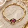 Oro Laminado Fancy Bracelet, Gold Filled Style with Multicolor Cubic Zirconia, Polished, Golden Finish, 03.283.0238.07 (03 MM Thickness, 7 Inches Length)