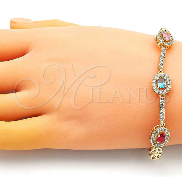 Gold Filled Bracelet — Fancy Bracelet with Multicolor Cubic Zirconia and White — alternate product view — SKU 149106 | Oro Laminado brazalete — elegante Bracelet with Multicolor Cubic Zirconia and blanco — SKU 149106