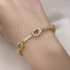 Oro Laminado Fancy Bracelet, Gold Filled Style with Multicolor Cubic Zirconia and White Micro Pave, Polished, Golden Finish, 03.283.0240.07 (06 MM Thickness, 7 Inches Length)