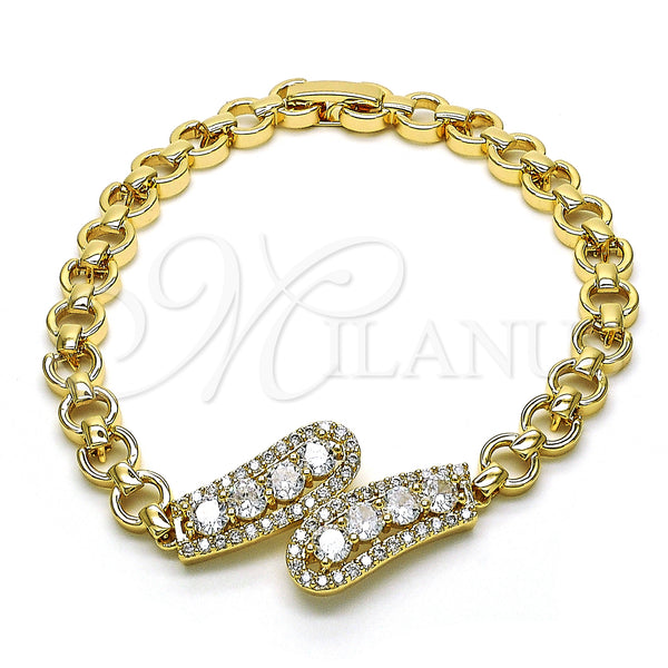 Gold Filled Bracelet — Fancy Bracelet with White Cubic Zirconia and White — main product view — SKU 149107 | Oro Laminado brazalete — elegante Bracelet with blanco Cubic Zirconia and blanco — SKU 149107