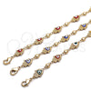 Oro Laminado Fancy Bracelet, Gold Filled Style Hand of God and Heart Design, Multicolor Enamel Finish, Golden Finish, 03.213.0146.2.08 (09 MM Thickness, 8 Inches Length)
