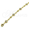 Oro Laminado Fancy Anklet, Gold Filled Style key and Heart Design, Blue Enamel Finish, Golden Finish, 03.213.0145.10 (08 MM Thickness, 10 Inches Length)