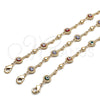 Oro Laminado Fancy Anklet, Gold Filled Style key and Heart Design, Blue Enamel Finish, Golden Finish, 03.213.0145.10 (08 MM Thickness, 10 Inches Length)