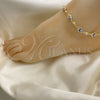 Oro Laminado Fancy Anklet, Gold Filled Style Hand of God and Heart Design, Blue Enamel Finish, Golden Finish, 03.213.0146.10 (09 MM Thickness, 10 Inches Length)