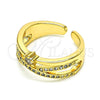 Oro Laminado Multi Stone Ring, Gold Filled Style with White Cubic Zirconia and White Micro Pave, Polished, Golden Finish, 01.102.0004 (One size fits all)