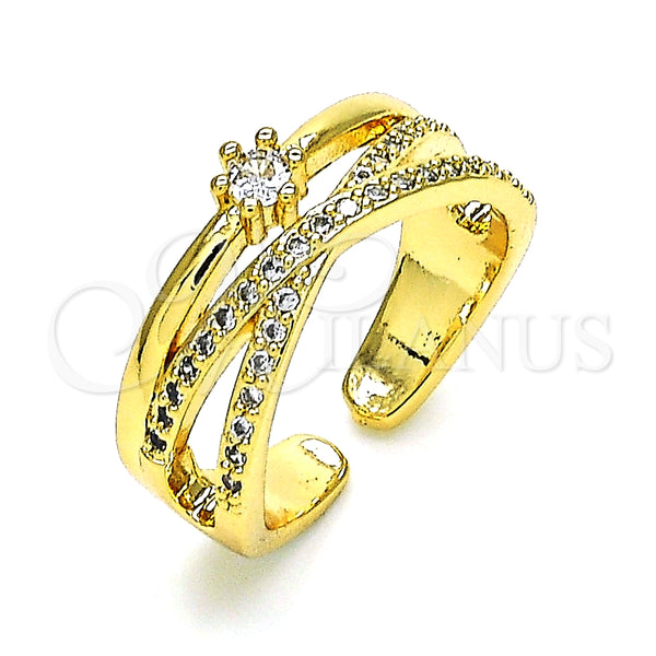 Oro Laminado Multi Stone Ring, Gold Filled Style with White Cubic Zirconia and White Micro Pave, Polished, Golden Finish, 01.102.0004 (One size fits all)