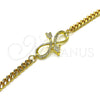 Oro Laminado Fancy Bracelet, Gold Filled Style Infinite Design, with White Cubic Zirconia and White Micro Pave, Polished, Golden Finish, 03.341.0171.08 (04 MM Thickness, 8 Inches Length)