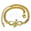 Oro Laminado Fancy Bracelet, Gold Filled Style Infinite Design, with White Cubic Zirconia and White Micro Pave, Polished, Golden Finish, 03.341.0171.08 (04 MM Thickness, 8 Inches Length)
