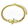 Oro Laminado Fancy Bracelet, Gold Filled Style Infinite Design, with White Cubic Zirconia and White Micro Pave, Polished, Golden Finish, 03.341.0171.08 (04 MM Thickness, 8 Inches Length)