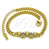 Oro Laminado Fancy Bracelet, Gold Filled Style Heart Design, with Multicolor Micro Pave, Polished, Golden Finish, 03.341.0173.08 (04 MM Thickness, 8 Inches Length)