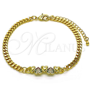 Gold Filled Bracelet — Fancy Bracelet Heart Design with Multicolor Micro Pave — main product view — SKU 149144 | Oro Laminado brazalete — elegante Bracelet corazón diseño with Multicolor Micro Pave — SKU 149144