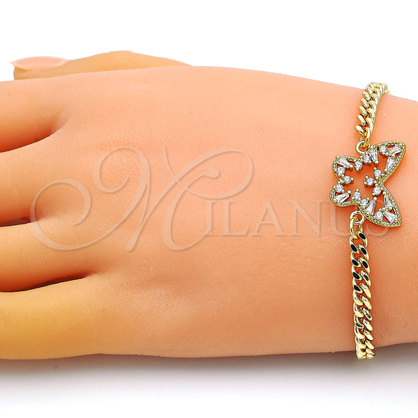 Gold Filled Bracelet — Fancy Bracelet Butterfly and Baguette Design with White — alternate product view — SKU 149145 | Oro Laminado brazalete — elegante Bracelet Butterfly and Baguette diseño with blanco — SKU 149145