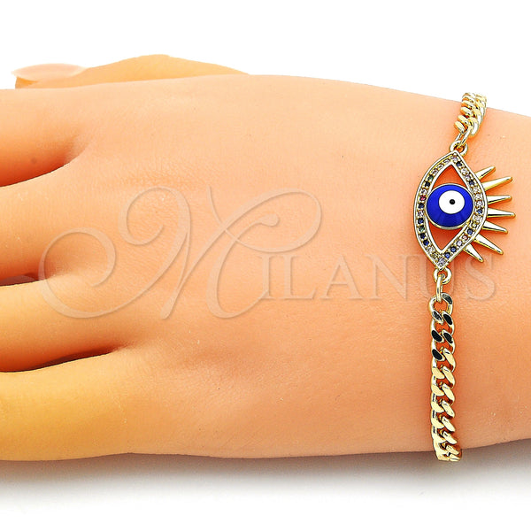 Gold Filled Bracelet — Fancy Bracelet Evil Eye Design with Multicolor Micro — alternate product view — SKU 149151 | Oro Laminado brazalete — elegante Bracelet Evil Eye diseño with Multicolor Micro — SKU 149151