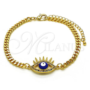 Gold Filled Bracelet — Fancy Bracelet Evil Eye Design with Multicolor Micro — main product view — SKU 149151 | Oro Laminado brazalete — elegante Bracelet Evil Eye diseño with Multicolor Micro — SKU 149151