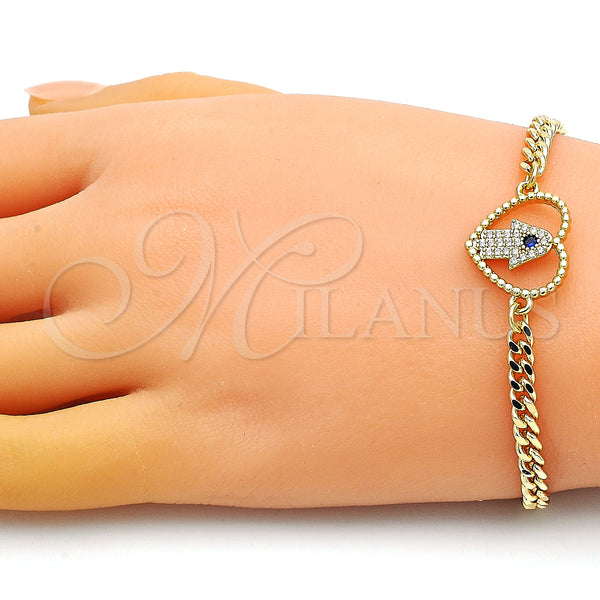 Gold Filled Bracelet — Fancy Bracelet Heart and Hand of God Design — alternate product view — SKU 149152 | Oro Laminado brazalete — elegante Bracelet corazón and Hand of God diseño — SKU 149152
