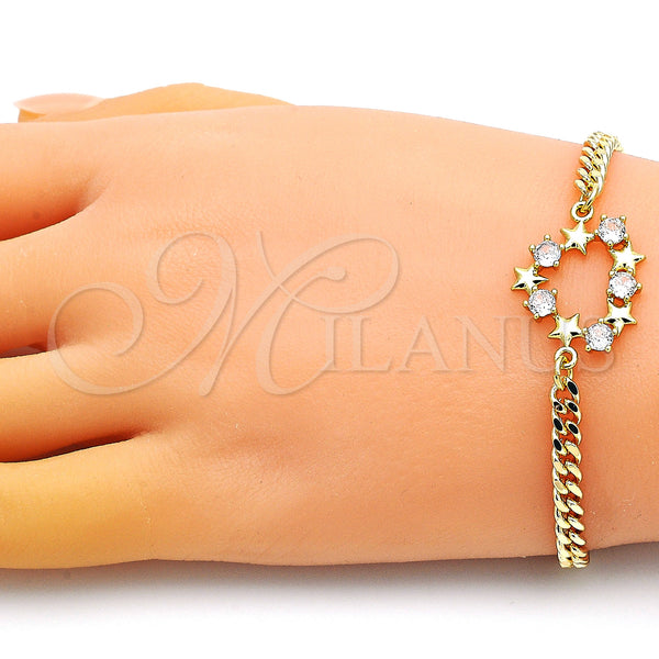 Gold Filled Bracelet — Fancy Bracelet Heart and Star Design with White — alternate product view — SKU 149153 | Oro Laminado brazalete — elegante Bracelet corazón and estrella diseño with blanco — SKU 149153