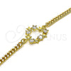 Oro Laminado Fancy Bracelet, Gold Filled Style Heart and Star Design, with White Cubic Zirconia, Polished, Golden Finish, 03.341.0178.08 (04 MM Thickness, 8 Inches Length)